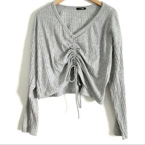 Fashion Nova Cozy Gray Cinched Crop Top